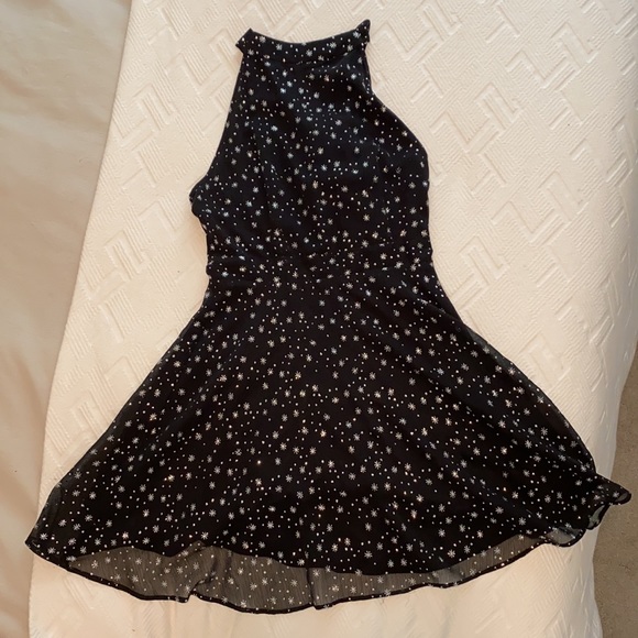 Topshop Glittery Star Print Halter Dress - Size 2 - Picture 1 of 7